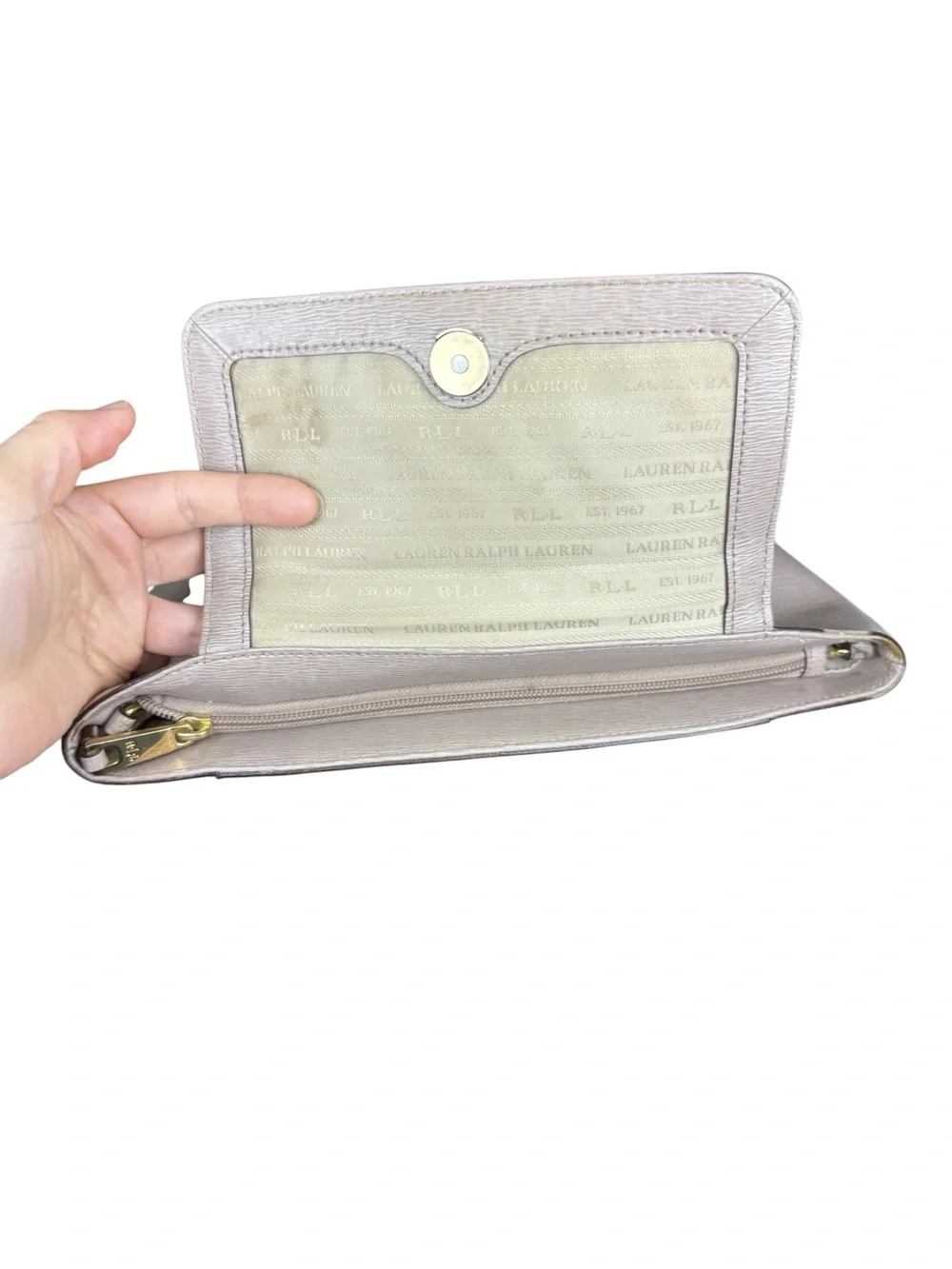 Ralph Lauren Cream Leather Top-Handle Crossbody